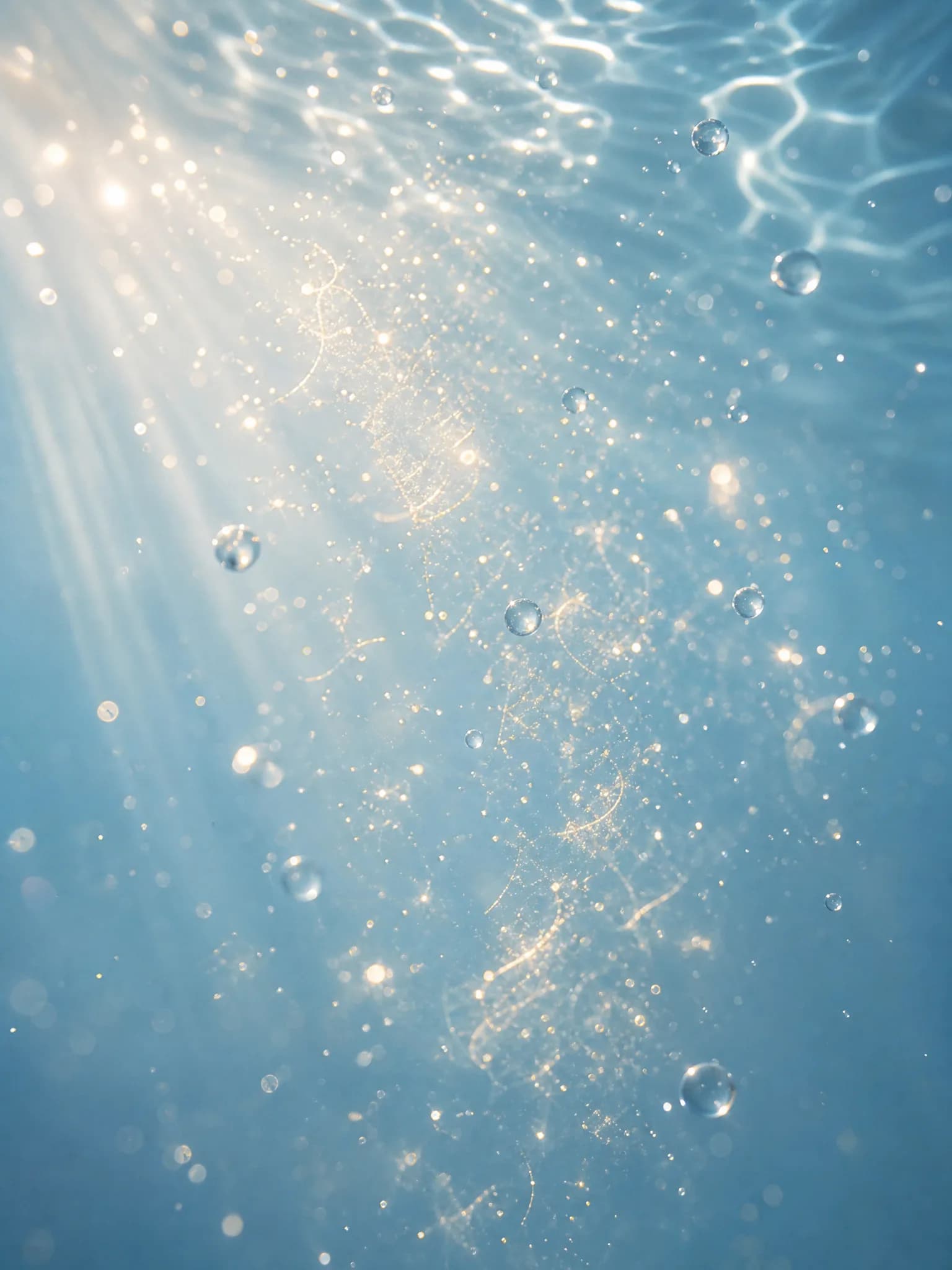 Abstrakte Nahaufnahme von blauem Wasser mit Lichtreflexen